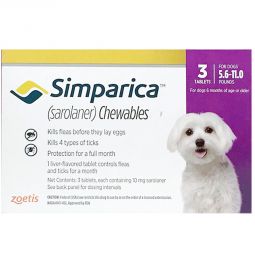 Simparica Chewable For Dogs 5.6-11 lbs 3 TABLETS