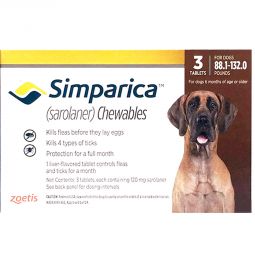 Simparica Chewable For Dogs 88.1-132 lbs 3 TABLETS