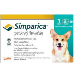 Simparica Chewable For Dogs 22.1-44 lbs 1 TABLET