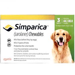 Simparica Chewable For Dogs 44.1-88 lbs 3 TABLETS